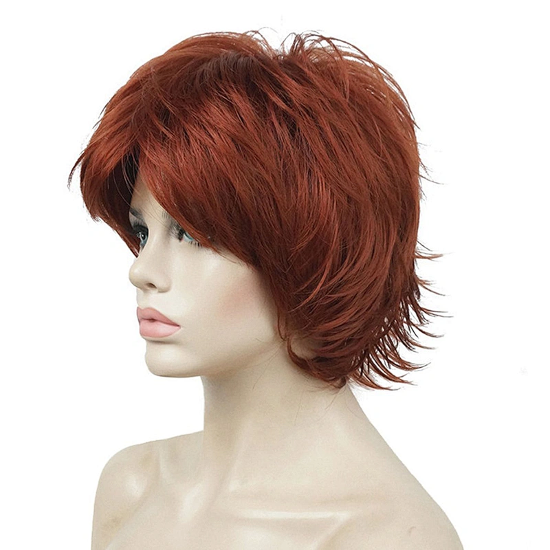 High Temperature Pixie Cut Wig Short Straight Black Wigs Wholesale Synthetic With Bangs For Black Women