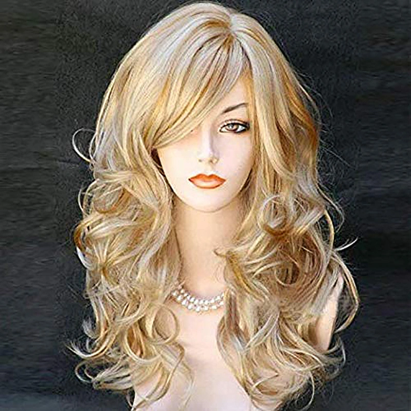 Blonde Color Curly Wavy Synthetic Wholesale Cheap Long Ombre Wigs For Black Women Heat Resistant Fiber