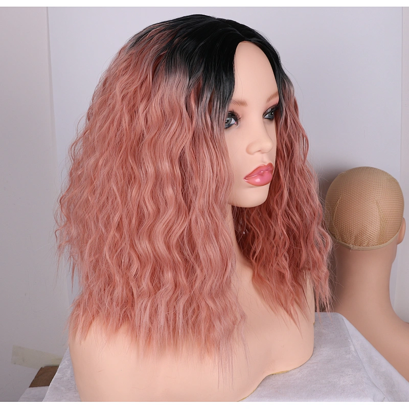 Longzhao New product Top Quality Pink to Black shoulder length long Synthetic hair kinky curly hair for fashion women