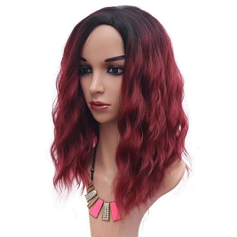 Longzhao Beauty  Hot Selling Synthetic Curly Wave Wine Red Wigs With Side Bangs Cheap Short Bob Wigs For Black Women