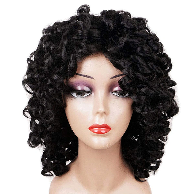 Longzhao Top Quality Synthetic Long Black Afro Kinky Curly Hair Wigs For Black Women Heat Resistant High Temperature Fiber