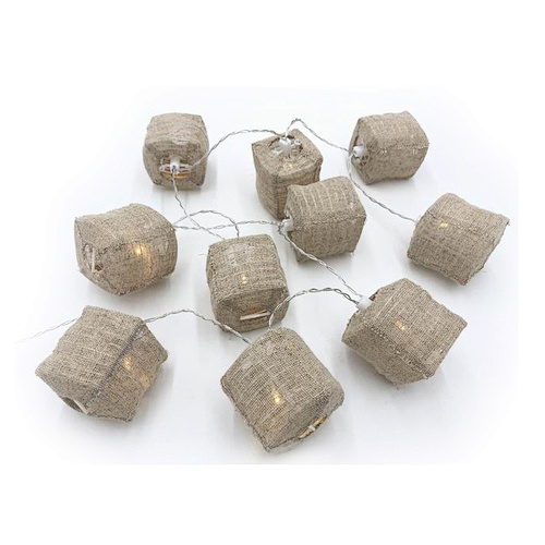 living room house decoration adapt power nylon cotton fabric cube shape garland christmas string night light