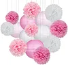 HKH Handmade pink Color Paper Lantern Paper Pompom Kits for Wedding Birthday New Year Party Decoration