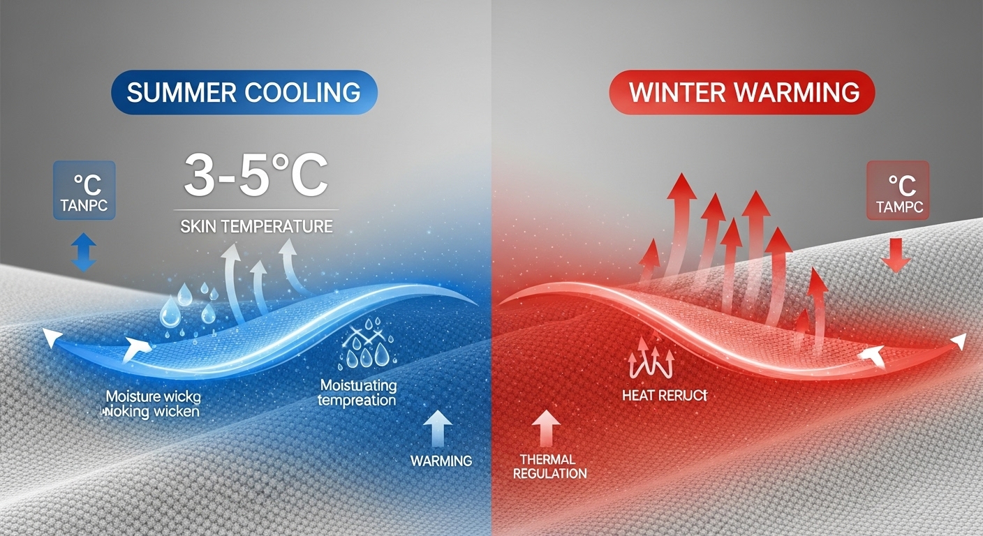 Bidirectional temperature control fabric