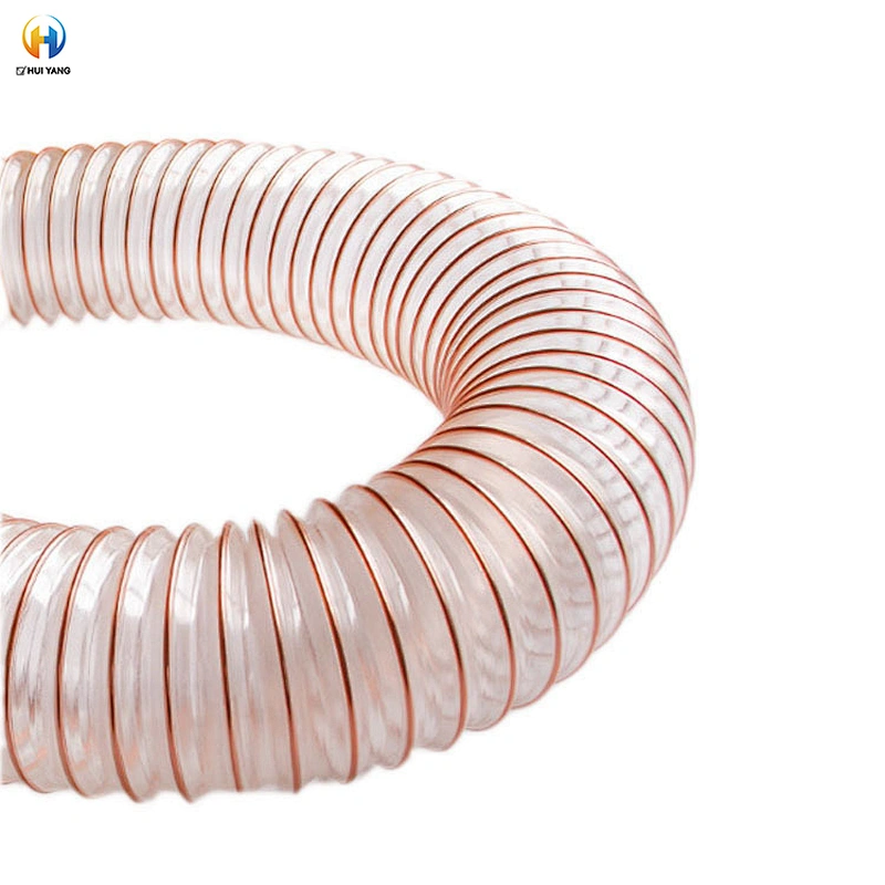 PU Polyurethane Air Duct Copper-Plated Steel Wire Hose Working Engraving Machine Telescopic Transparent Dust Suction Pipe Wall Thickness 2.0MM