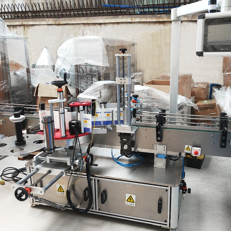 Automatic sticker labeling machine plastic glass round/flat shape bottle one side/double sides transparent label
