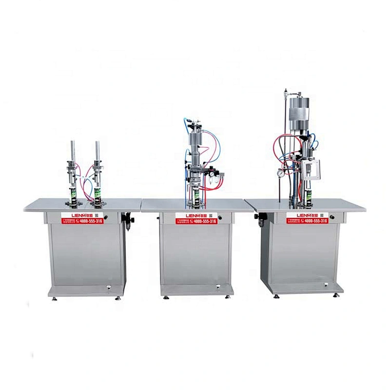 Semi Automatic Pneumatic Aerosol Filling Sealing Packing Machine Air Freshener Body Spray Insecticide Can Filling Line