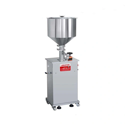 Table top semi-automatic liquid soap filling machine with pneumatic pedal control