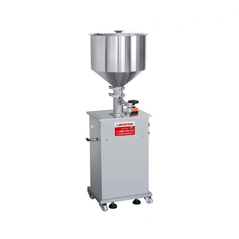Table top semi-automatic liquid soap filling machine with pneumatic pedal control