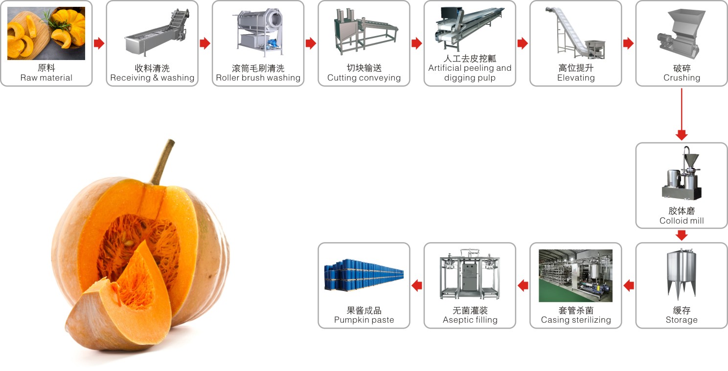 Pumpkin processing complete production line turnkey project