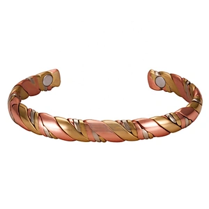Wollet Mens Magnetic Arthritis Pain Relief Healthy Cuff Vintage Engraved Wholesale Energy Copper Bracelet