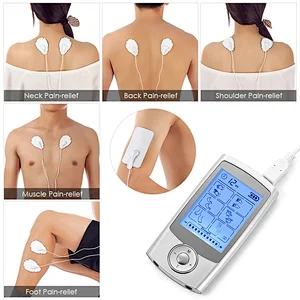 Wollet Tens Unit Machine Pulse Massage 16 Massage Modes Rechargeable Pain Relief Muscle Stimulator Massager with 4 Pads