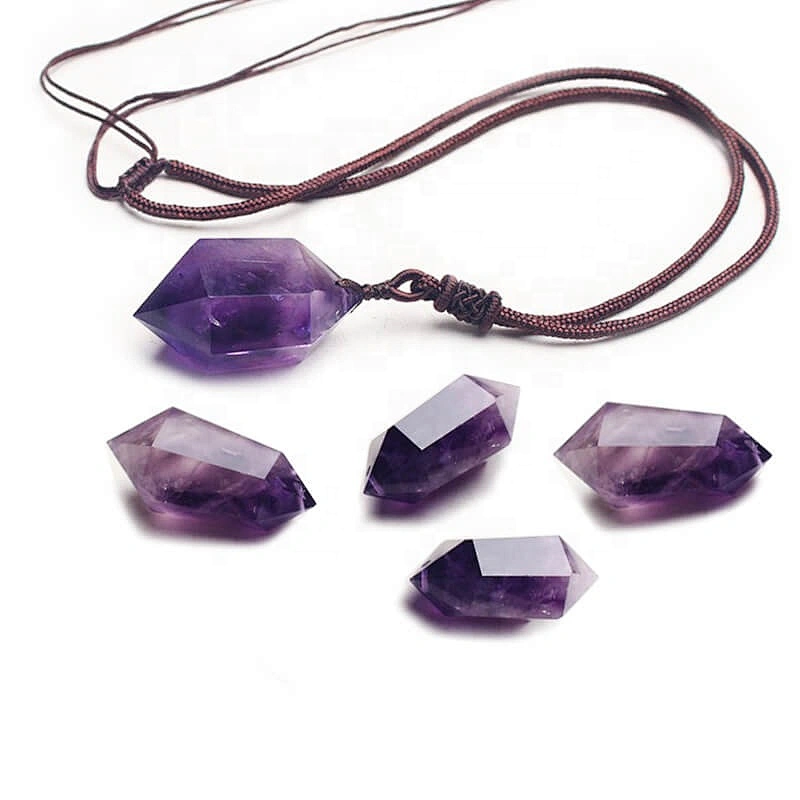 Wollet Men Women Healing Natural Stone Amethyst Necklace