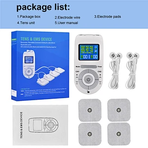 Wollet Tens Unit Machine Pulse Massage 12 Massage Modes 20 levels Rechargeable Pain Relief Muscle Stimulator Massager with 4 Pad