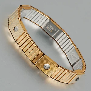 Wollet Fashion Rose Gold CZ Stone 316L Stainless Steel Magnetic Elastic Bracelet