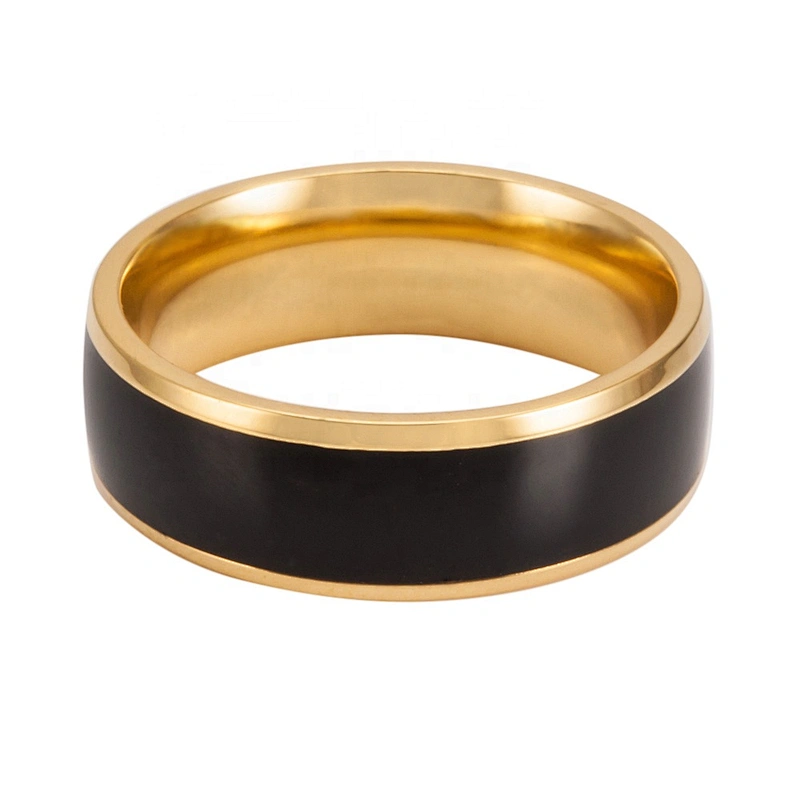 WOLLET Two Tone Stainless Steel Engravable  Engagement Wedding Couple  Rings for Her and Him