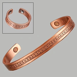 Groove Design Magnetic 100% Pure Copper Bangle With ring
