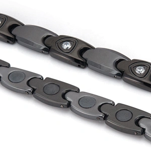 Wollet Health Fashion Black Ceramic Bio Magnetic Bracelet With Zircon
