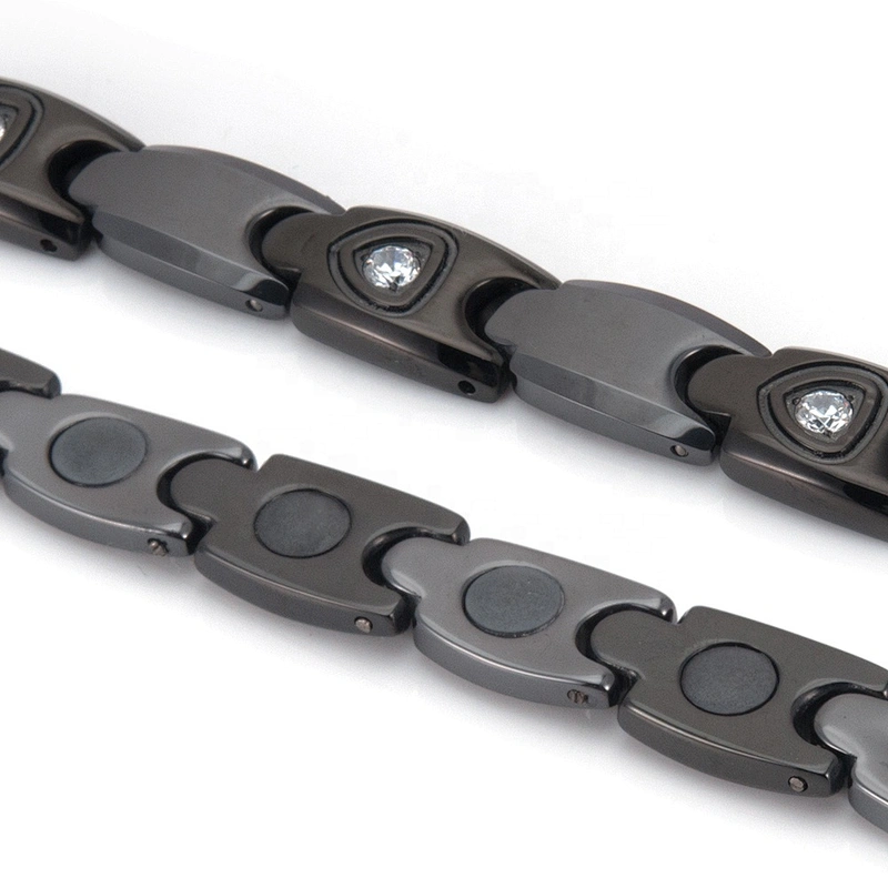 Wollet Health Fashion Black Ceramic Bio Magnetic Bracelet With Zircon