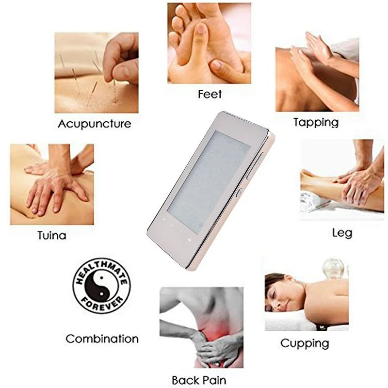 Wollet Tens Unit Machine Pulse Massage 12 Massage Modes Rechargeable Pain Relief Muscle Stimulator Massager with 4 Pads