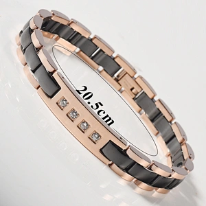 Wollet Fashion CZ Stone Rose Gold Plated Ceramic Germanium Bracelet