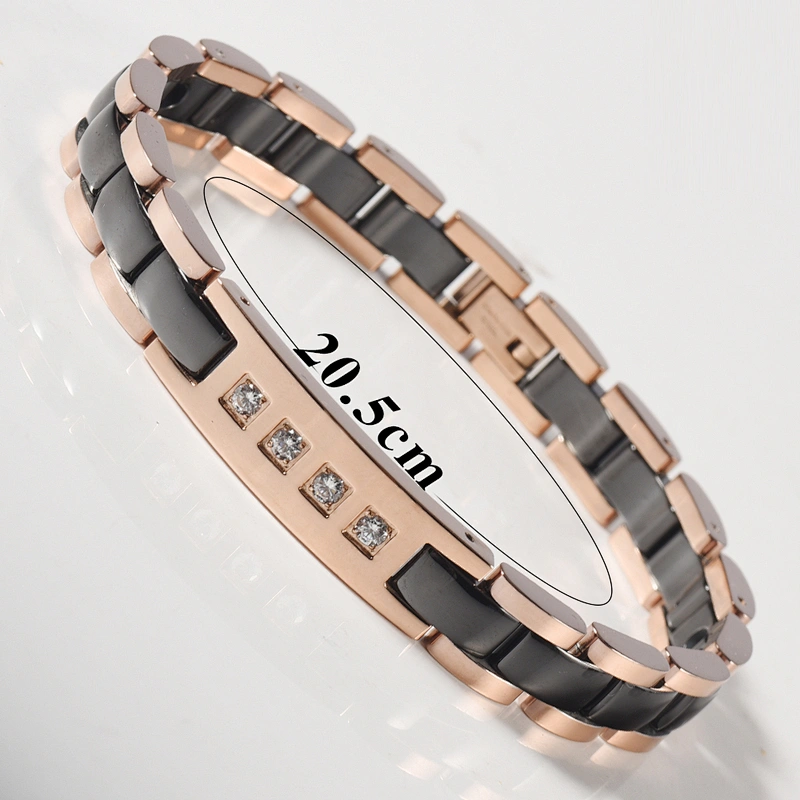 Wollet Fashion CZ Stone Rose Gold Plated Ceramic Germanium Bracelet