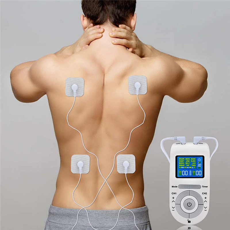 Wollet Tens Unit Machine Pulse Massage 12 Massage Modes 20 levels Rechargeable Pain Relief Muscle Stimulator Massager with 4 Pad