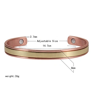 Wollet Mens Pure Copper Bangle  Arthritis Pain Relief Therapy Healthy Copper Magnetic Bracelet