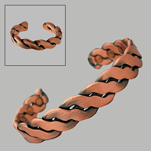 Groove Design Magnetic 100% Pure Copper Bangle With ring