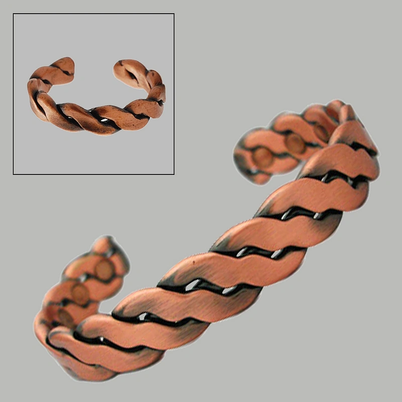 Groove Design Magnetic 100% Pure Copper Bangle With ring