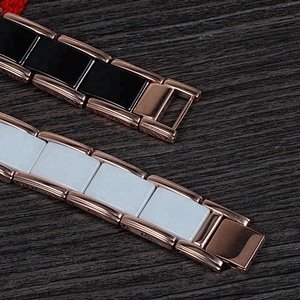 Wollet Fashion Stainless Steel & Ceramic Bio Magnetic Germanium Bracelet For Men Women