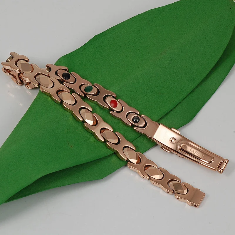 Wollet Rose Gold Jewelry Shinning Germanium Negative Ion Tungsten Bracelet