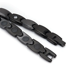 Wollet Health Fashion Black Ceramic Bio Magnetic Bracelet With Zircon