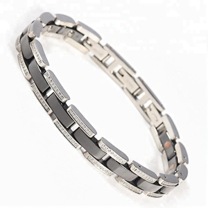 Wollet Fashion CZ Stone Bio Magnetic White Black Ceramic Bracelet For Men Women