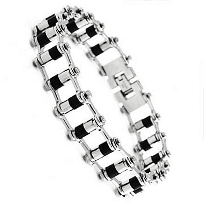 Rubber Cover Chain Bracelet Stainless Steel Biker Jewelry Wholesaler