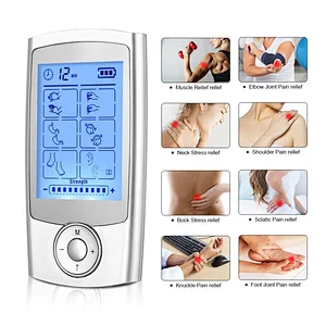 Wollet Tens Unit Machine Pulse Massage 16 Massage Modes Rechargeable Pain Relief Muscle Stimulator Massager with 4 Pads