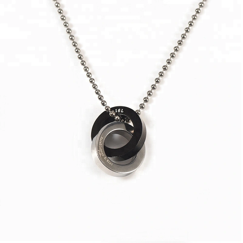 Wollet Fashion Health Double Round CZ Stone 316L Stainless Steel Pendant