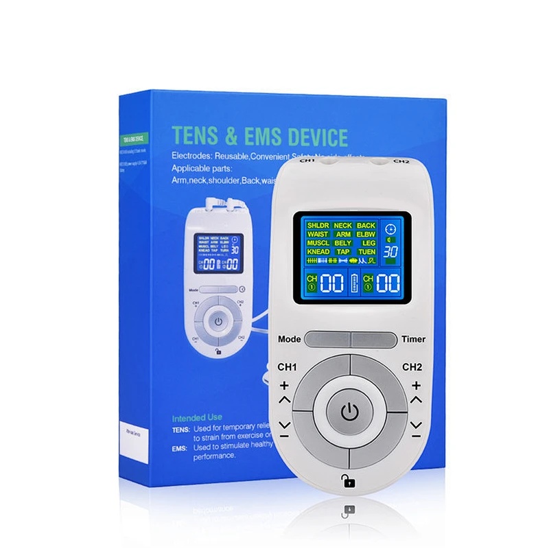 Wollet Tens Unit Machine Pulse Massage 12 Massage Modes 20 levels Rechargeable Pain Relief Muscle Stimulator Massager with 4 Pad