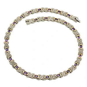 Wollet Fashion Stainless Steel Bracelet Anklet Titanium Necklace Inlaid With Multicolor Natural Crystal Jewelry