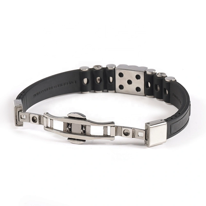 Wollet Fashion CZ Stone Energy Silicon Bio Magnetic Silicone Bracelet