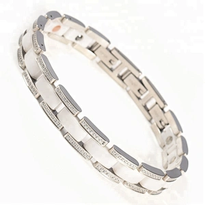 Wollet Fashion CZ Stone Bio Magnetic White Black Ceramic Bracelet For Men Women