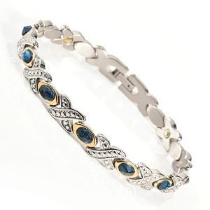 Wollet Fashion Stainless Steel Bracelet Anklet Titanium Necklace Inlaid With Multicolor Natural Crystal Jewelry