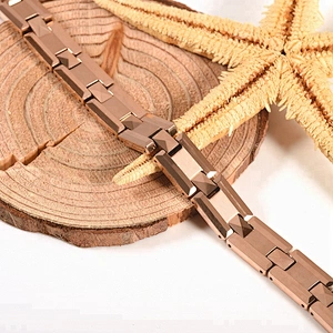 Wollet 5 In 1 Health Tourmaline Ion Magnetic Infrared Gold Plated Tungsten Bracelet For Men Women