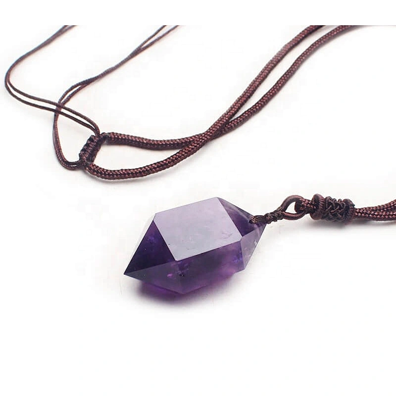 Wollet Men Women Healing Natural Stone Amethyst Necklace