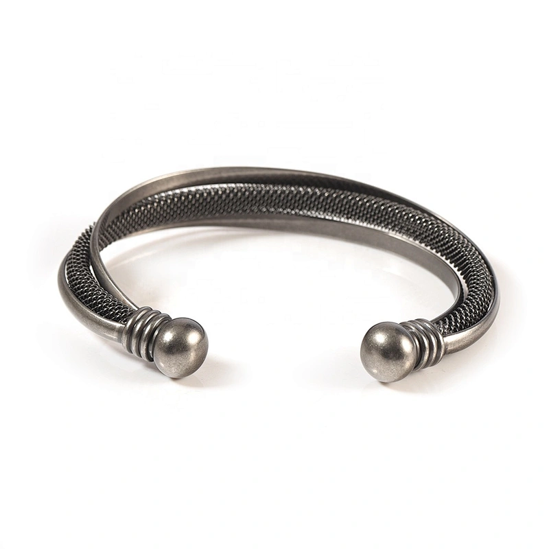 Wollet Health Energy Black Silver Plated Bio Magnetic Copper Bracelet