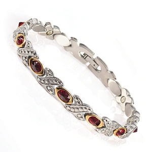 Wollet Fashion Stainless Steel Bracelet Anklet Titanium Necklace Inlaid With Multicolor Natural Crystal Jewelry