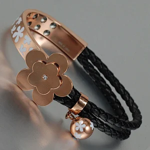 Wollet Two Row Black Braided Leather and Bone Bracelet