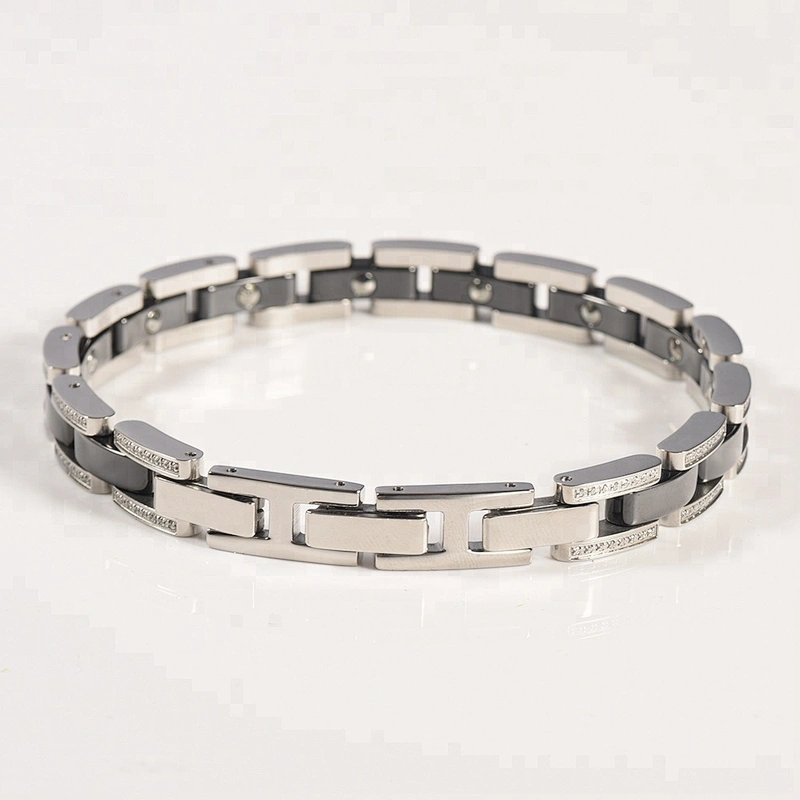 Wollet Fashion CZ Stone Bio Magnetic White Black Ceramic Bracelet For Men Women