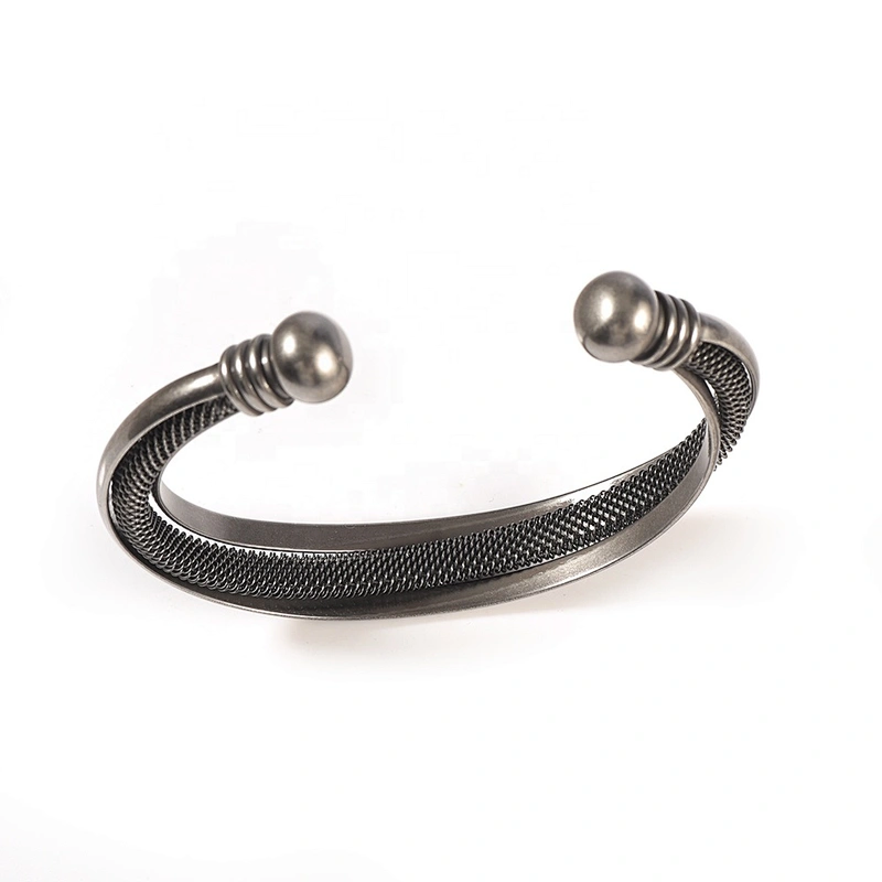 Wollet Health Energy Black Silver Plated Bio Magnetic Copper Bracelet