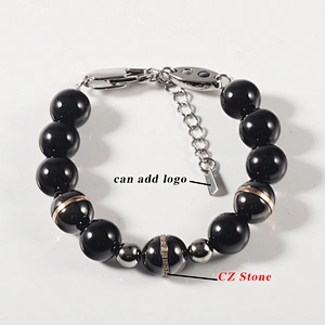 Wollet Fashion CZ Stone Germanium Bio Magnetic Ceramic Bead Bracelet
